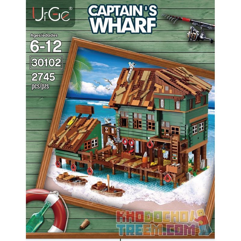 URGE 30102 Xếp hình kiểu Lego TOWN Captain's Wharf Old Fisherman Captain Pier Thuyền Trưởng 2745 khối