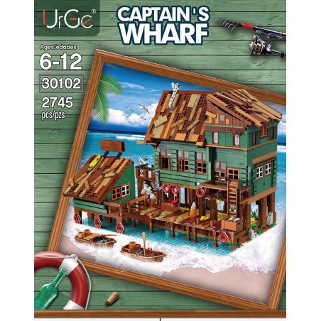 URGE 30102 non  THUYỀN TRƯỞNG bộ đồ chơi xếp lắp ráp ghép mô hình Town CAPTAIN'S WHARF Thị Trấn 2745 khối