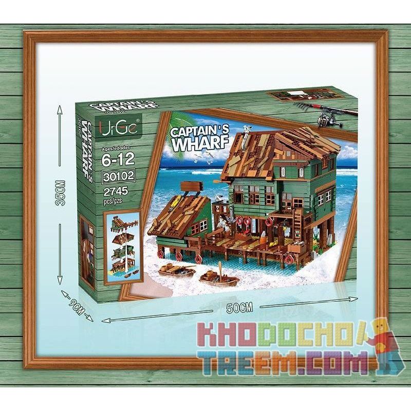 URGE 30102 non  THUYỀN TRƯỞNG bộ đồ chơi xếp lắp ráp ghép mô hình Town CAPTAIN'S WHARF Thị Trấn 2745 khối
