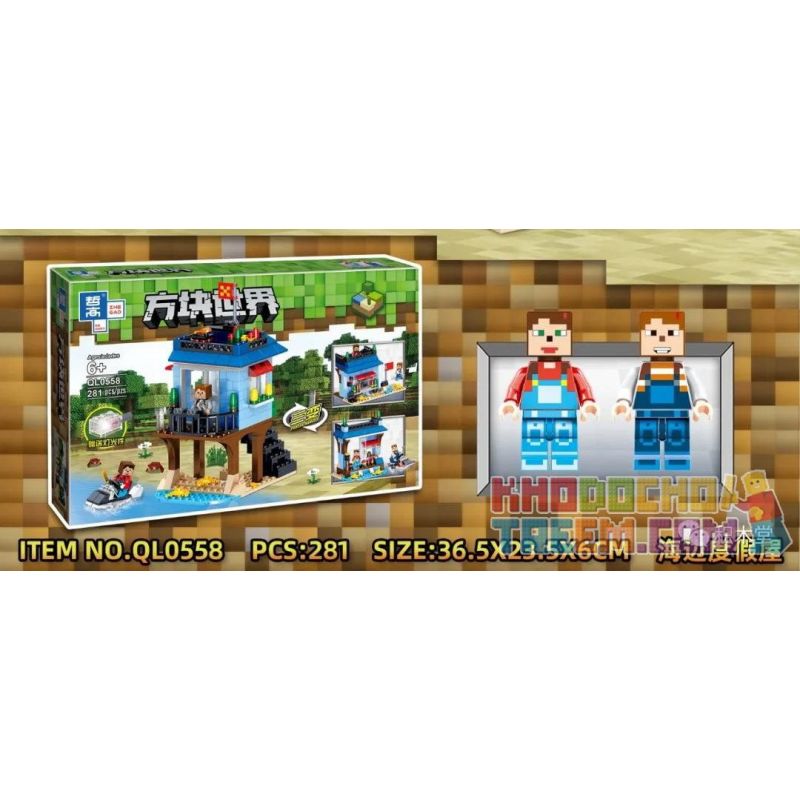 ZHEGAO QL0558 0558 non  NHÀ GẦN BIỂN bộ đồ chơi xếp lắp ráp ghép mô hình Minecraft Game Xây Dựng 281 khối