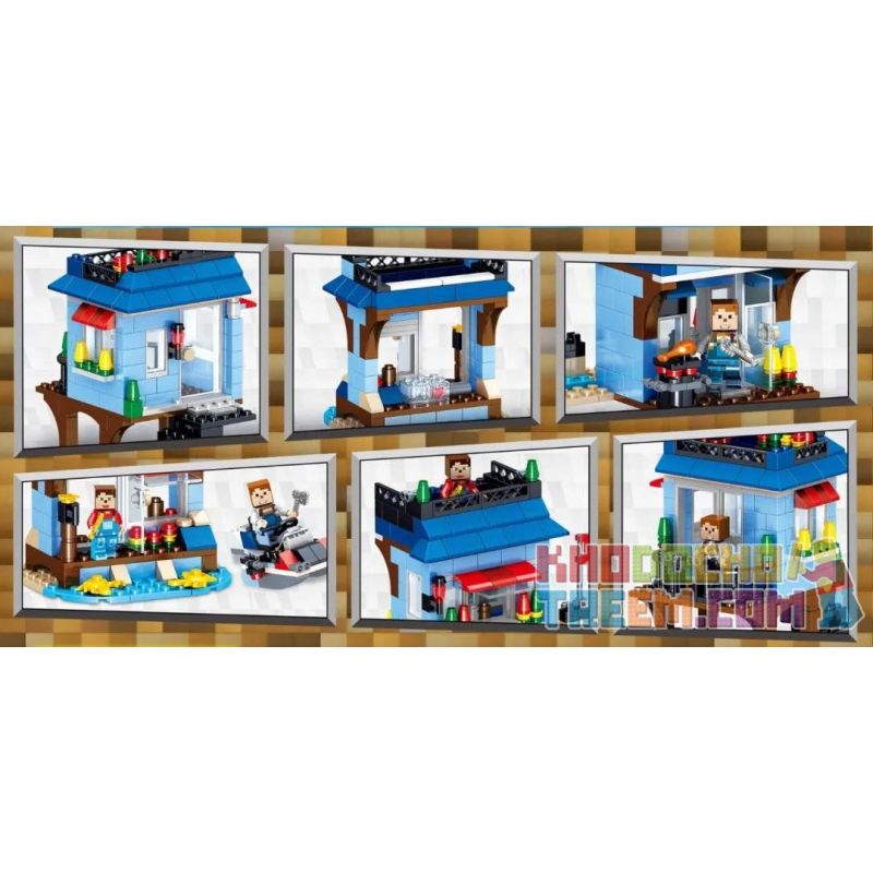 ZHEGAO QL0558 0558 non  NHÀ GẦN BIỂN bộ đồ chơi xếp lắp ráp ghép mô hình Minecraft Game Xây Dựng 281 khối