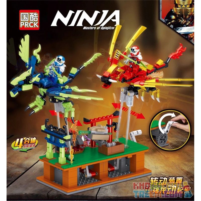 PRCK 61051 non Lego FLYING LIGHTNING DRAGON 4 KẾT HỢP bộ đồ chơi xếp lắp ráp ghép mô hình The Lego Ninjago Movie NINJA MASTERS OF SPINJITZU Ninja Lốc Xoáy 502 khối