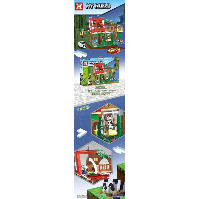 SX 1037 non Lego TRANG TRẠI THÚ CƯNG DỄ THƯƠNG bộ đồ chơi xếp lắp ráp ghép mô hình Minecraft MY WORLD Game Xây Dựng 257 khối
