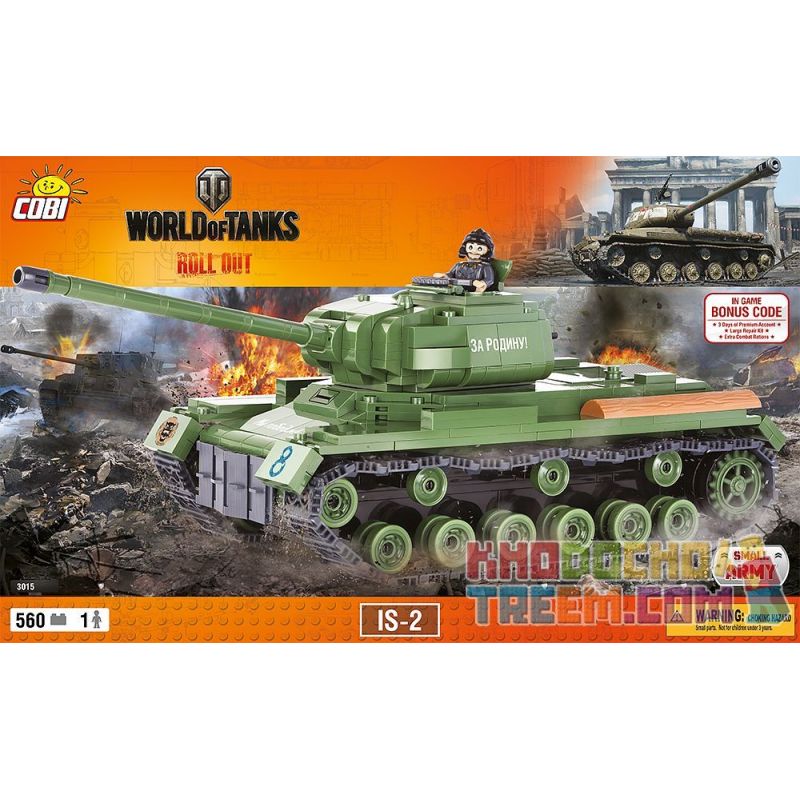 COBI 3015 non Lego IS-2. bộ đồ chơi xếp lắp ráp ghép mô hình Military Army Quân Sự Bộ Đội 560 khối