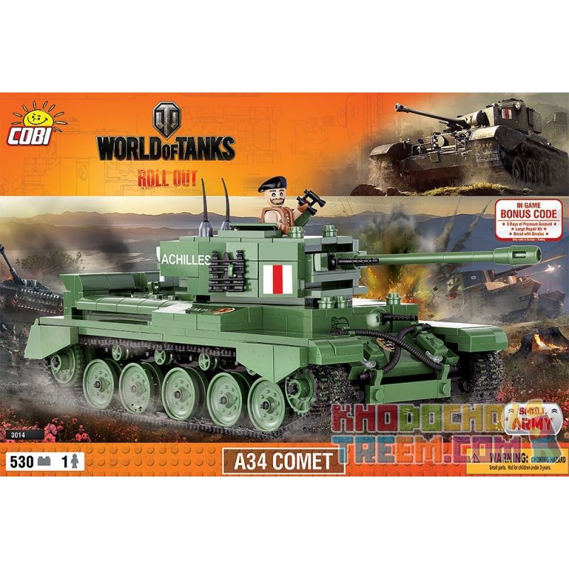 COBI 3014 non Lego SAO CHỔI A34 bộ đồ chơi xếp lắp ráp ghép mô hình Military Army A34 COMET Quân Sự Bộ Đội 530 khối
