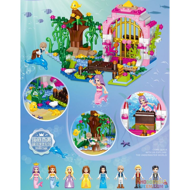 ZHEGAO QL1153 1153 non  KHO BÁU BỊ MẤT DƯỚI ĐÁY BIỂN bộ đồ chơi xếp lắp ráp ghép mô hình Disney Princess WINDSOR Công Chúa 265 khối