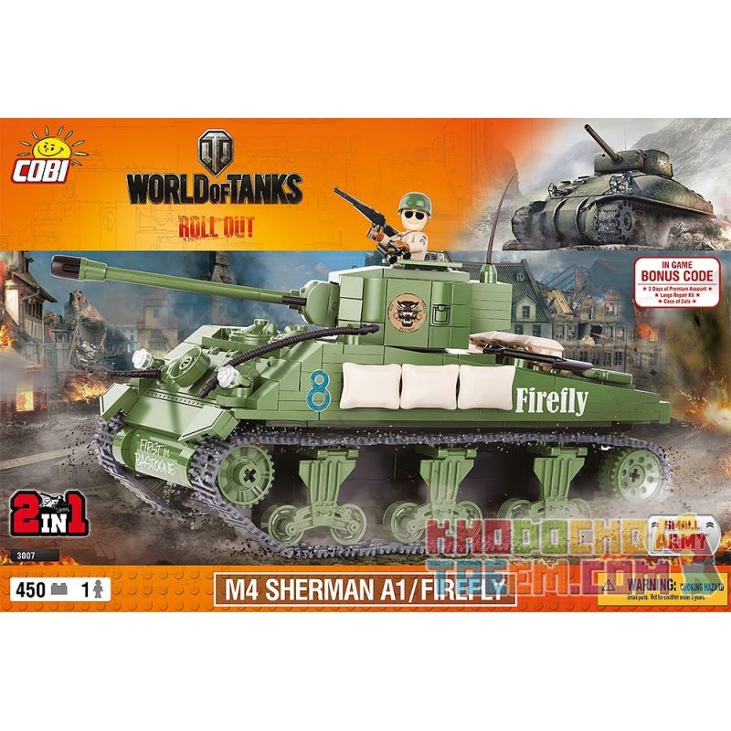 COBI 3007 3007A non Lego SHERMAN FIREFLY. bộ đồ chơi xếp lắp ráp ghép mô hình Military Army M4 SHERMAN A1 / FIREFLY Quân Sự Bộ Đội 450 khối