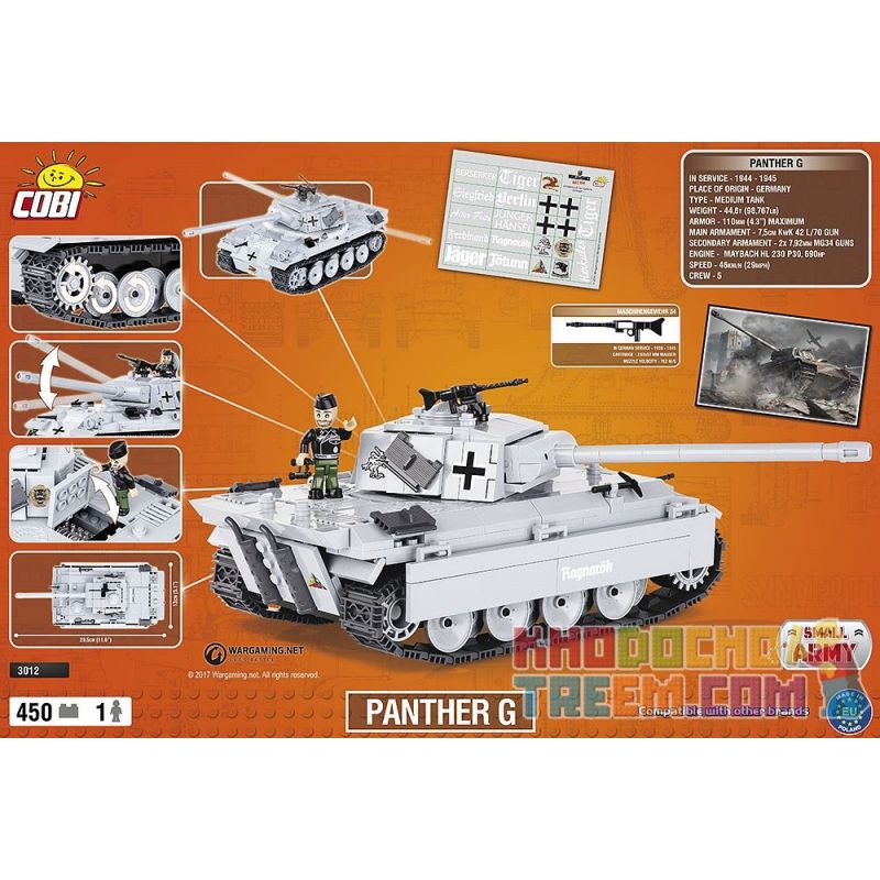 COBI 3012 non  BÁO bộ đồ chơi xếp lắp ráp ghép mô hình Military Army PANTHER G Quân Sự Bộ Đội 450 khối