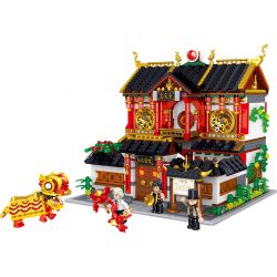 ZHEGAO QL0976 0976 non  SẢNH VÕ THUẬT CỦA SUN'S ZHONGYI HALL bộ đồ chơi xếp lắp ráp ghép mô hình Modular Buildings CHINESE STREET-VIEW Mô Hình Nhà Cửa 2519 khối