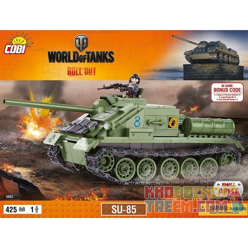 COBI 3003 non Lego THẾ GIỚI XE TĂNG SU-85 bộ đồ chơi xếp lắp ráp ghép mô hình Military Army Quân Sự Bộ Đội 425 khối