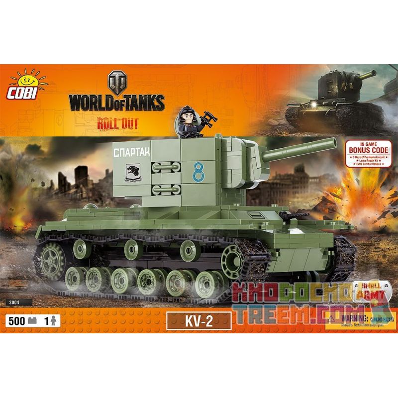 COBI 3004 non Lego KV-2. bộ đồ chơi xếp lắp ráp ghép mô hình Military Army Quân Sự Bộ Đội 500 khối