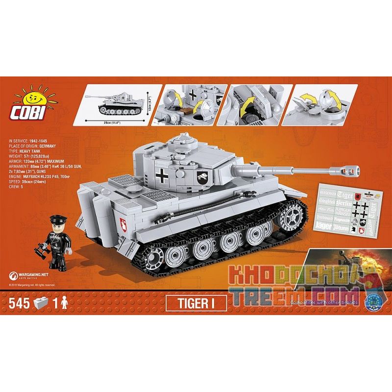 COBI 3000B non  PHONG CÁCH HỔ bộ đồ chơi xếp lắp ráp ghép mô hình Military Army TIGER Quân Sự Bộ Đội 545 khối