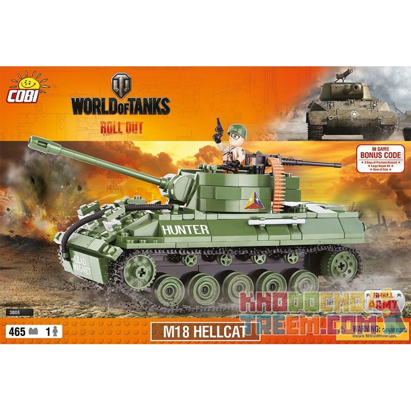 COBI 3006 non Lego CHUỘT CHÙ M18 bộ đồ chơi xếp lắp ráp ghép mô hình Military Army M18 HELLCAT Quân Sự Bộ Đội 465 khối