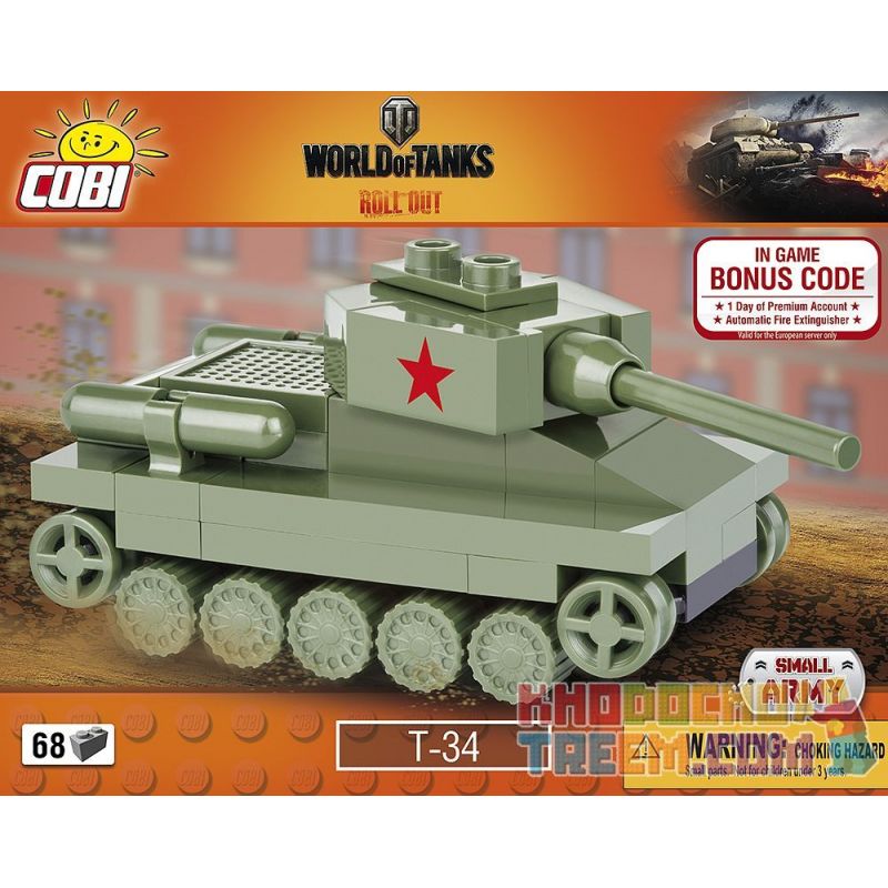 COBI 3021 non Lego XE TĂNG MINI T-34 bộ đồ chơi xếp lắp ráp ghép mô hình Military Army T-34 NANO TANK Quân Sự Bộ Đội 68 khối