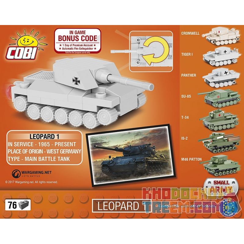 COBI 3016 non  LEOPARD 1 XE TĂNG MINI bộ đồ chơi xếp lắp ráp ghép mô hình Military Army LEOPARD I NANO TANK Quân Sự Bộ Đội 76 khối