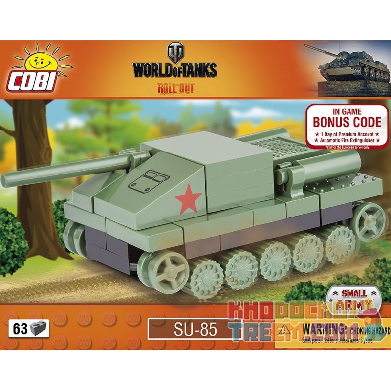 COBI 3020 non Lego XE TĂNG MINI SU-85 bộ đồ chơi xếp lắp ráp ghép mô hình Military Army SU-85 NANO TANK Quân Sự Bộ Đội 68 khối