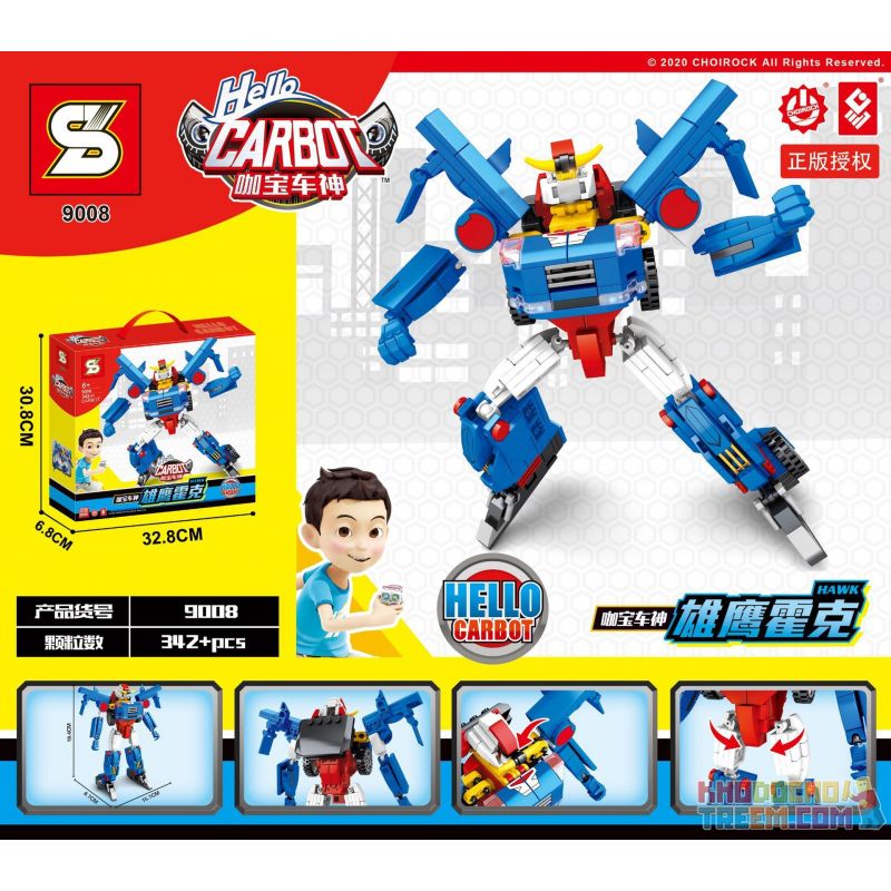 SHENG YUAN SY 9008 non Lego CHIM ƯNG bộ đồ chơi xếp lắp ráp ghép mô hình Transformers HELLO CARBOT HAWK Robot Đại Chiến Người Máy Biến Hình 342 khối