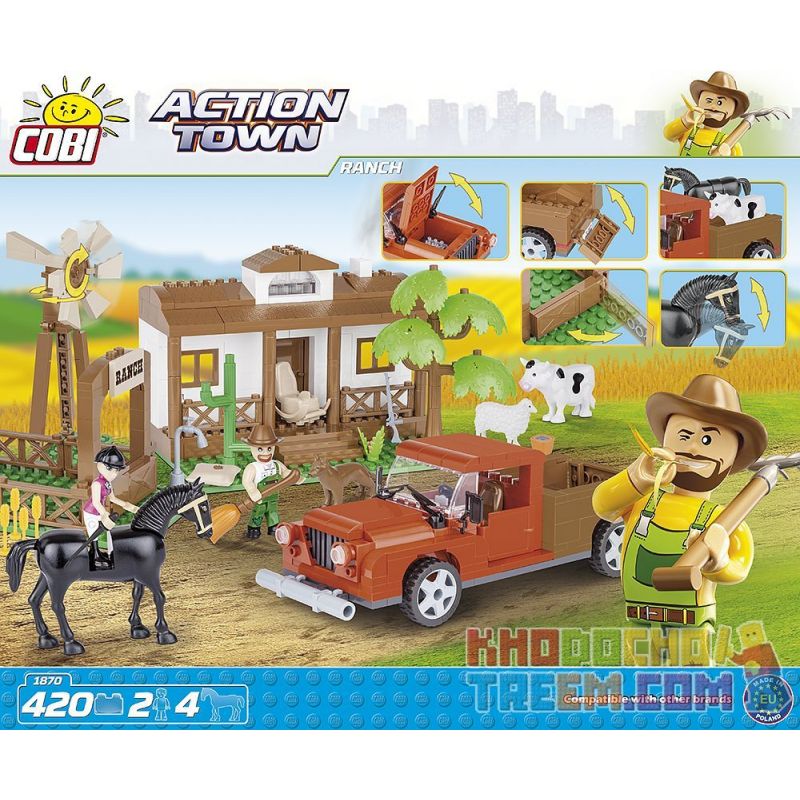 COBI 1870 non  NÔNG TRẠI bộ đồ chơi xếp lắp ráp ghép mô hình City RANCH Thành Phố 420 khối