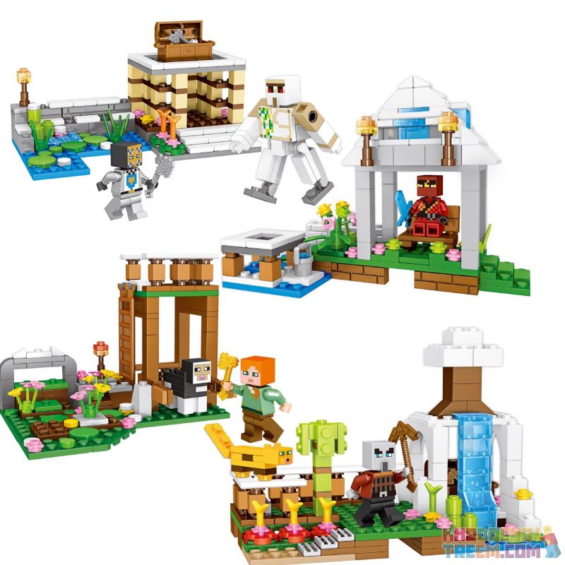 PRCK 63044 non Lego PHÁO ĐÀI RỪNG 4 bộ đồ chơi xếp lắp ráp ghép mô hình Minecraft MY WORLD Game Xây Dựng 674 khối