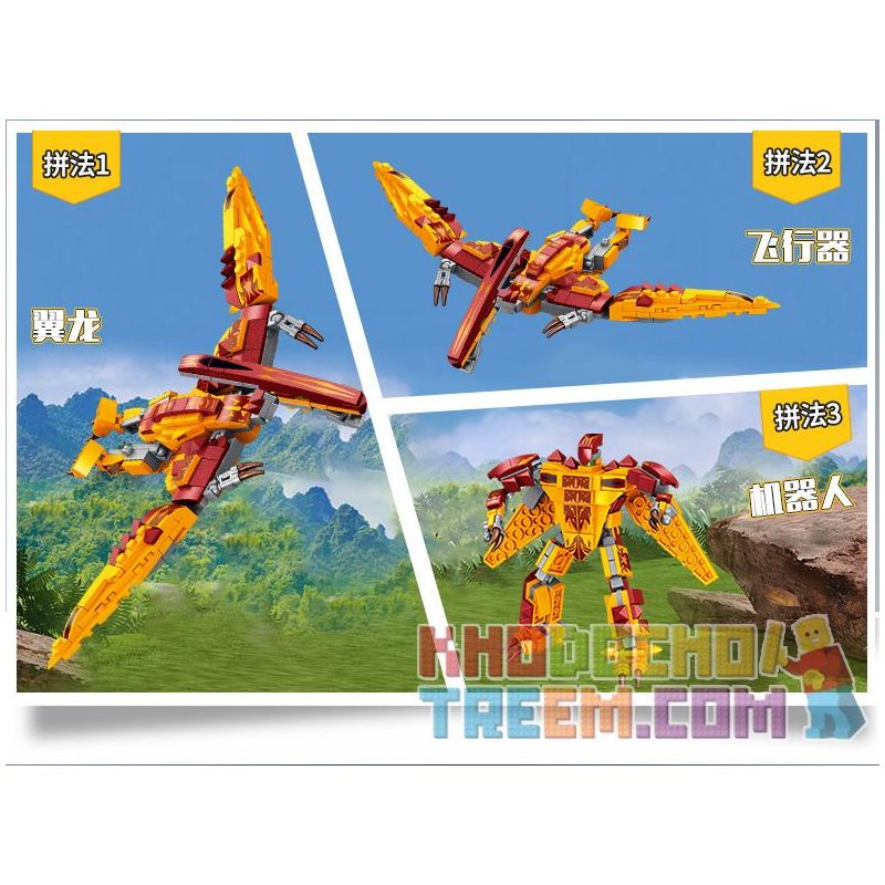 PanlosBrick 612001A 612001B 612001C 612001D Panlos Brick 612001A 612001B 612001C 612001D non  RỒNG CÁNH RAPTOR OVERLON TAM GIÁC bộ đồ chơi xếp lắp ráp ghép mô hình Jurassic World DINOSAURIA PTEROSAUR、VELOCIRAPTOR、TYRANNOSAURUS、TRICERATOPS Thế Giới Khủng Long 979 khối