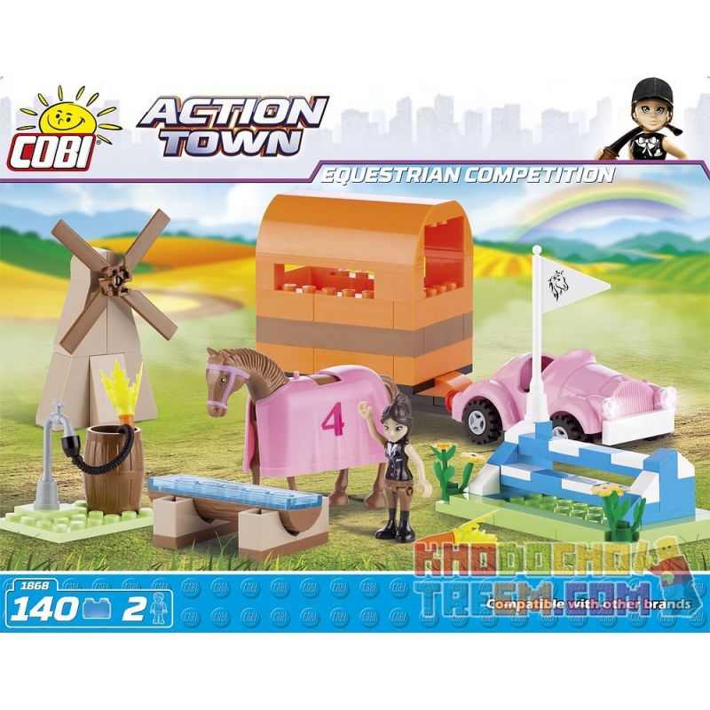 COBI 1868 non  THI ĐUA NGỰA bộ đồ chơi xếp lắp ráp ghép mô hình City EQUESTRIAN COMPETITION Thành Phố 140 khối
