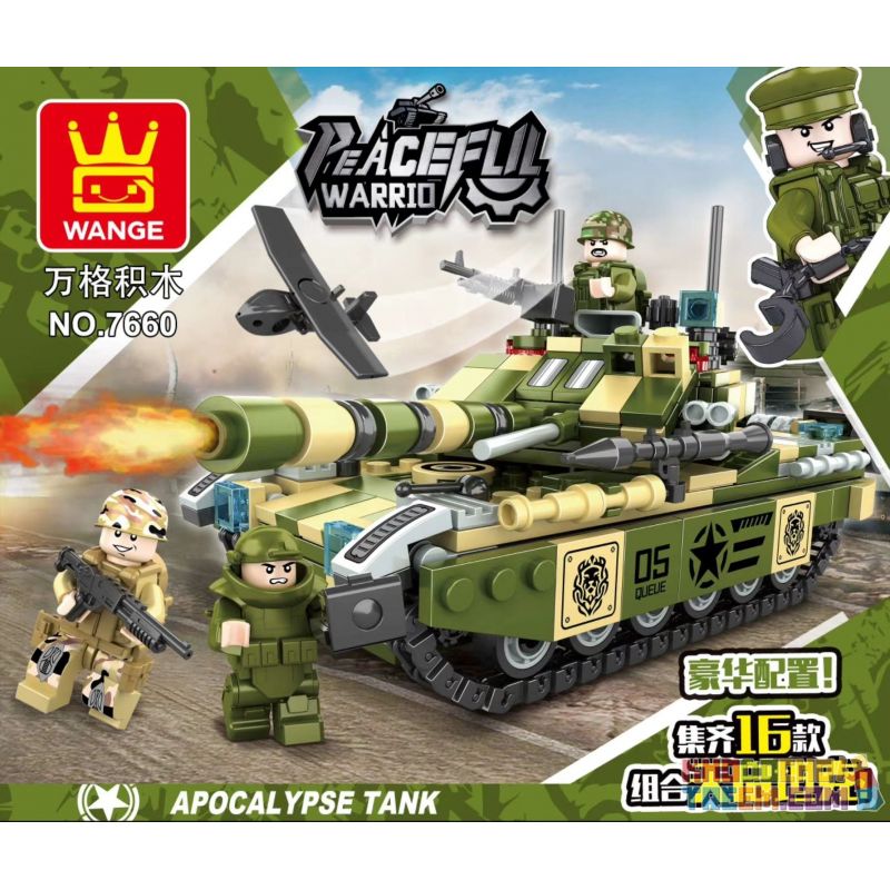 WANGE 7660 non Lego APOCALYPSE TANK 16 TỔ HỢP bộ đồ chơi xếp lắp ráp ghép mô hình Military Army PEACEFUL WARRIO APOCALYPSE TANK Quân Sự Bộ Đội 707 khối