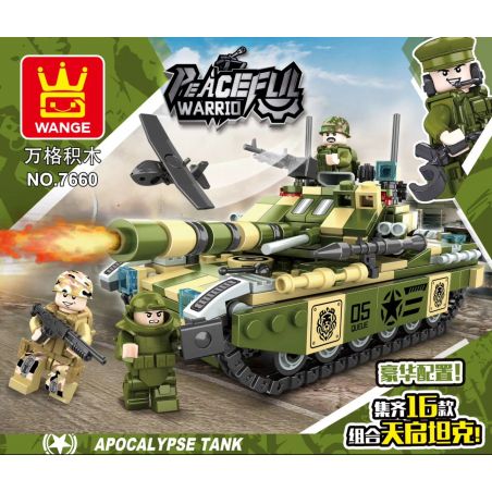 WANGE 7660 non  APOCALYPSE TANK 16 TỔ HỢP bộ đồ chơi xếp lắp ráp ghép mô hình Military Army PEACEFUL WARRIO APOCALYPSE TANK Quân Sự Bộ Đội 707 khối