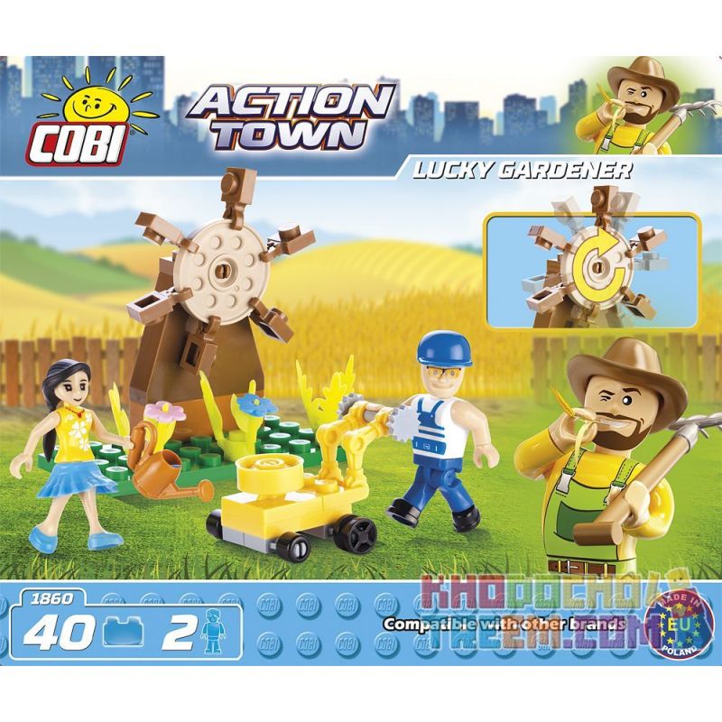 COBI 1860 non  NGƯỜI LÀM VƯỜN MAY MẮN bộ đồ chơi xếp lắp ráp ghép mô hình City LUCKY GARDENER Thành Phố 40 khối