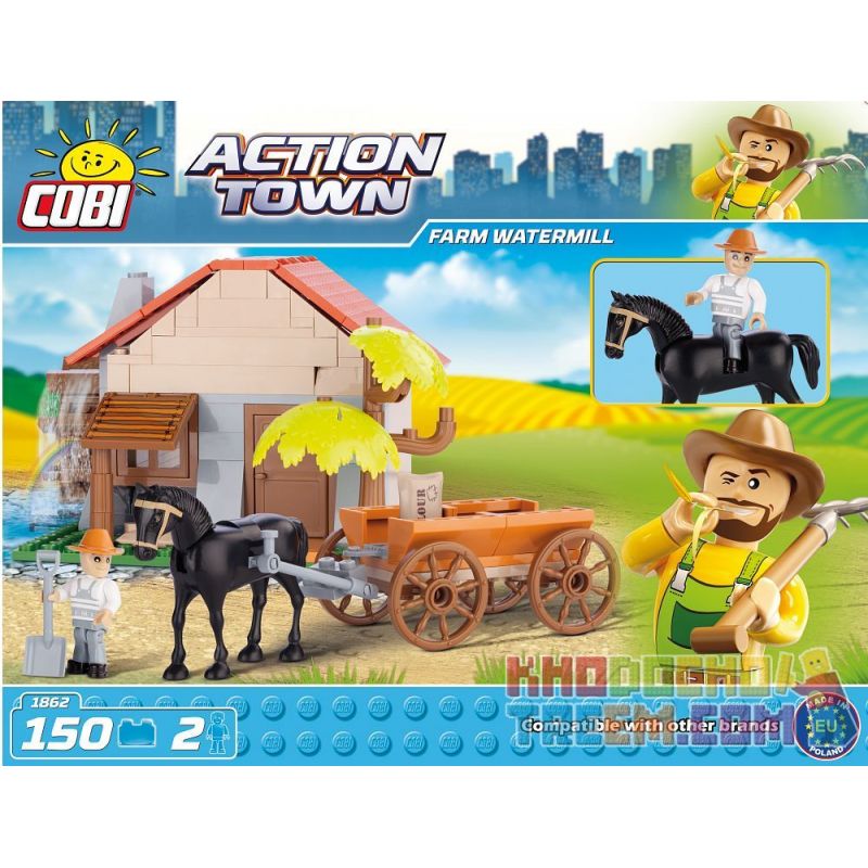 COBI 1862 non  NHÀ MÁY TRANG TRẠI bộ đồ chơi xếp lắp ráp ghép mô hình City FARM WATERMILL Thành Phố 150 khối