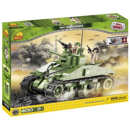 COBI 2443 non  XE TĂNG M4 SHERMAN bộ đồ chơi xếp lắp ráp ghép mô hình Military Army M4 SHERMAN TANK Quân Sự Bộ Đội 400 khối