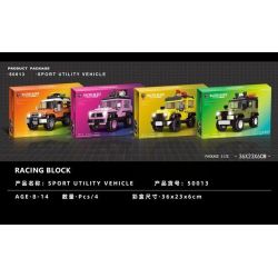 SHENZHEN RAEL ENTERTAINMENT 50013-1 50013-2 50013-3 50013-4 non  XE ĐỊA HÌNH 4 MẪU TOYOTA CRUISER FJ MERCEDES-BENZ G63 JEEP WRANGLER LAND ROVER DEFENDER bộ đồ chơi xếp lắp ráp ghép mô hình Speed Champions Racing Cars RACING BLOCK Đua Xe Công Thức 938 khối