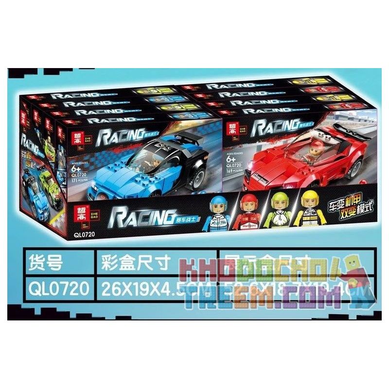 ZHEGAO QL0720-4 0720-4 non  BMW MINI. bộ đồ chơi xếp lắp ráp ghép mô hình Racers RACING Đua Tốc Độ 168 khối