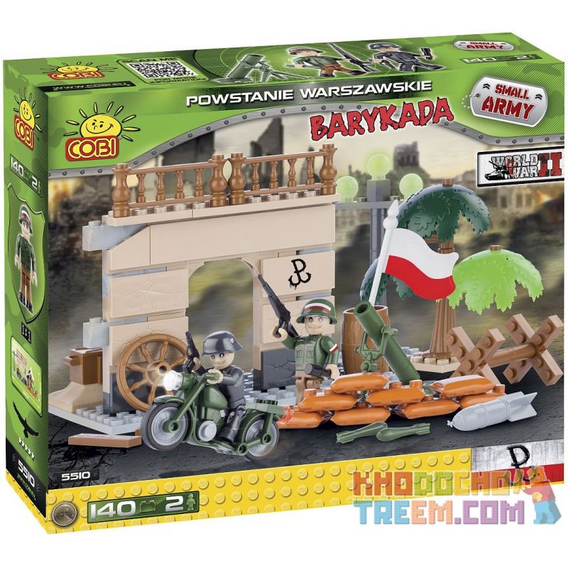 COBI 5510 non  RÀO CHẮN bộ đồ chơi xếp lắp ráp ghép mô hình Military Army BARRICADE Quân Sự Bộ Đội 140 khối