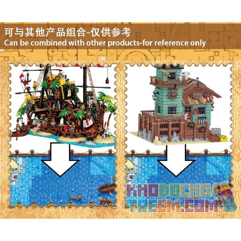 URGE 031002 031002-2 non  VỊNH KHO BÁU bộ đồ chơi xếp lắp ráp ghép mô hình Pirates Of The Caribbean BOOTY BAY Cướp Biển Vùng Caribe 5937 khối