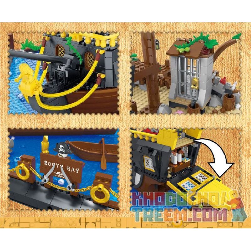 URGE 031002 031002-2 non  VỊNH KHO BÁU bộ đồ chơi xếp lắp ráp ghép mô hình Pirates Of The Caribbean BOOTY BAY Cướp Biển Vùng Caribe 5937 khối