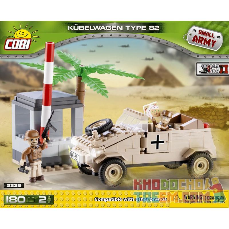 COBI 2339 non Lego KIỂU 82 XE THÙNG-QUÂN ĐOÀN CHÂU PHI bộ đồ chơi xếp lắp ráp ghép mô hình Military Army VW TYP 82 KÜBELWAGEN - AFRICA CORPS Quân Sự Bộ Đội 180 khối