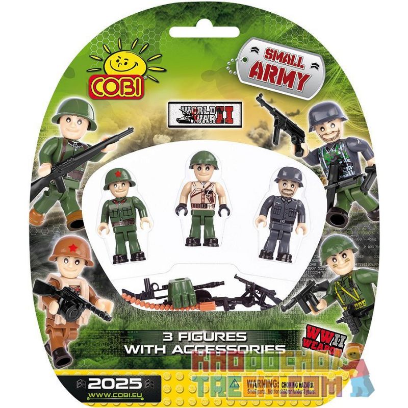 COBI 2025 non  3 NHÂN VẬT NHỎ VÀ PHỤ KIỆN bộ đồ chơi xếp lắp ráp ghép mô hình Military Army 3 FIGURES & ACCESSORIES Quân Sự Bộ Đội