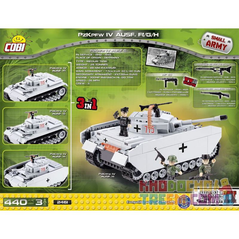 COBI 2461 non  XE TĂNG BỐN bộ đồ chơi xếp lắp ráp ghép mô hình Military Army PANZER IV AUSF.FI/G/ H Quân Sự Bộ Đội 440 khối