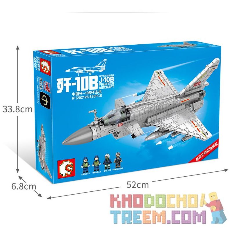 SEMBO 202126 non  MÁY BAY CHIẾN ĐẤU J-10B CỦA TRUNG QUỐC bộ đồ chơi xếp lắp ráp ghép mô hình Military Army J-10B FIGHTER AIRCRAFT Quân Sự Bộ Đội 820 khối