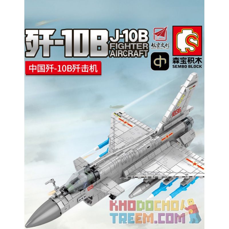 SEMBO 202126 non  MÁY BAY CHIẾN ĐẤU J-10B CỦA TRUNG QUỐC bộ đồ chơi xếp lắp ráp ghép mô hình Military Army J-10B FIGHTER AIRCRAFT Quân Sự Bộ Đội 820 khối