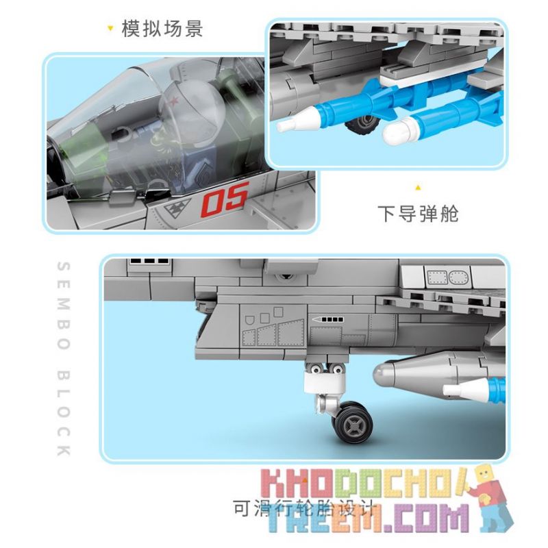 SEMBO 202126 non  MÁY BAY CHIẾN ĐẤU J-10B CỦA TRUNG QUỐC bộ đồ chơi xếp lắp ráp ghép mô hình Military Army J-10B FIGHTER AIRCRAFT Quân Sự Bộ Đội 820 khối