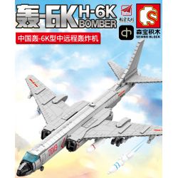 SEMBO 202135 non  MÁY BAY NÉM BOM TẦM TRUNG VÀ XA H-6K CỦA QUỐC bộ đồ chơi xếp lắp ráp ghép mô hình Military Army H-6K BOMBER AIRCRAFT Quân Sự Bộ Đội 2135 khối