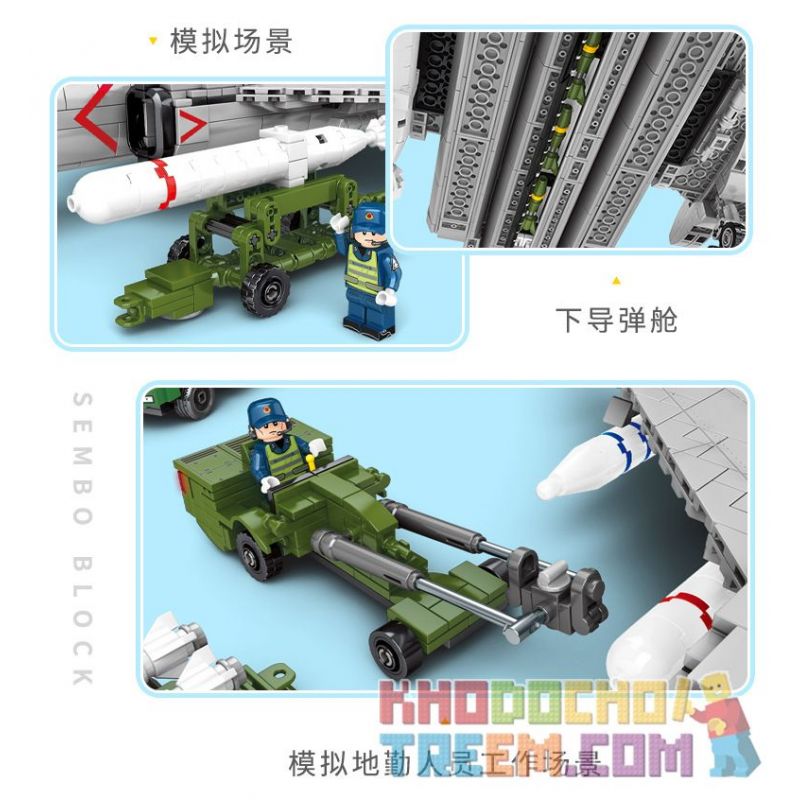 SEMBO 202135 non  MÁY BAY NÉM BOM TẦM TRUNG VÀ XA H-6K CỦA QUỐC bộ đồ chơi xếp lắp ráp ghép mô hình Military Army H-6K BOMBER AIRCRAFT Quân Sự Bộ Đội 2135 khối