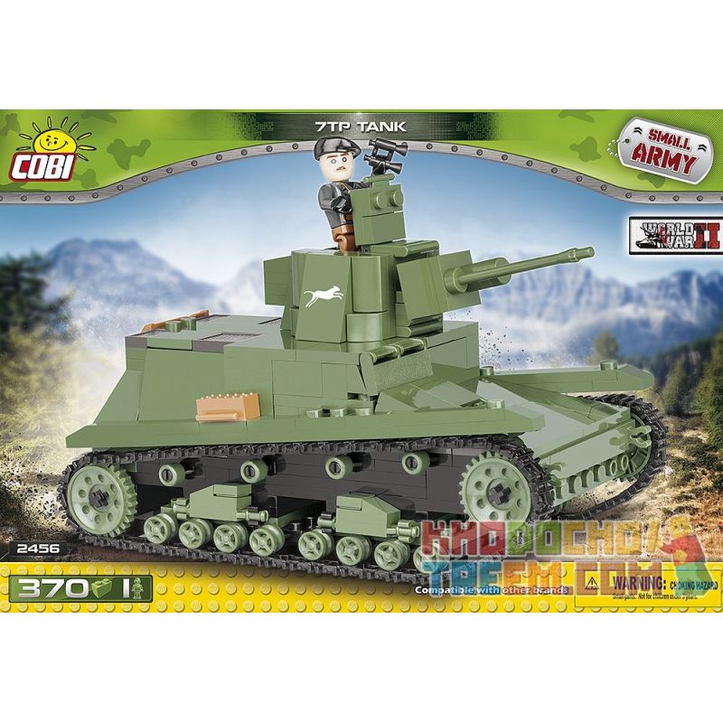 COBI 2456 non  BỂ 7TP bộ đồ chơi xếp lắp ráp ghép mô hình Military Army 7TP TANK Quân Sự Bộ Đội 370 khối