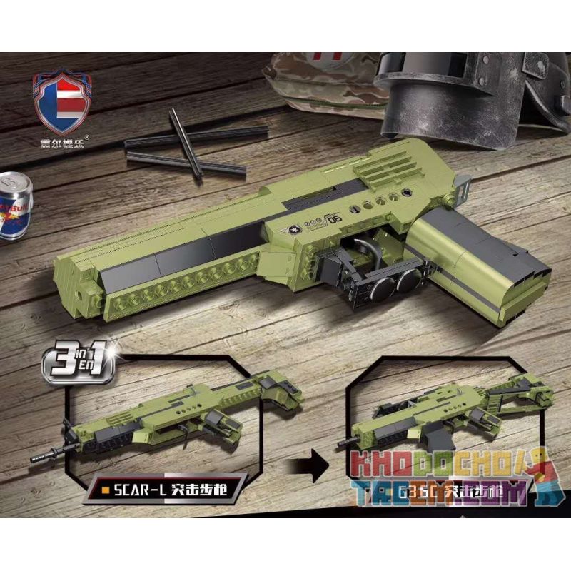 SHENZHEN RAEL ENTERTAINMENT 70006 non Lego DESERT EAGLE SÚNG TRƯỜNG TẤN CÔNG SCAR-L G36C bộ đồ chơi xếp lắp ráp ghép mô hình Gun DESERT EAGLE、SCAR-L、G36C 226 khối