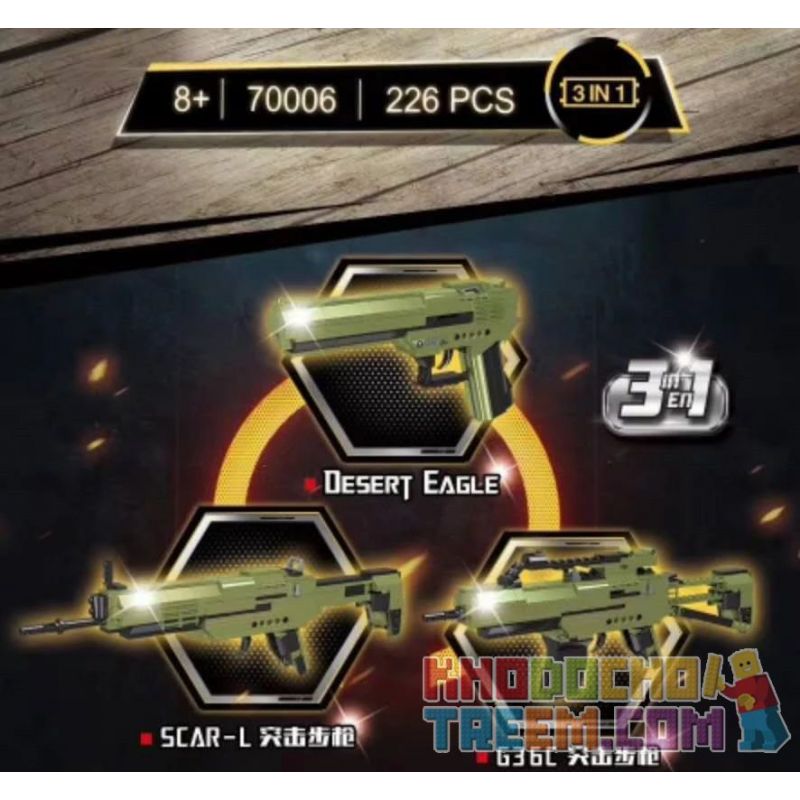SHENZHEN RAEL ENTERTAINMENT 70006 non  DESERT EAGLE SÚNG TRƯỜNG TẤN CÔNG SCAR-L G36C bộ đồ chơi xếp lắp ráp ghép mô hình Gun DESERT EAGLE、SCAR-L、G36C 226 khối