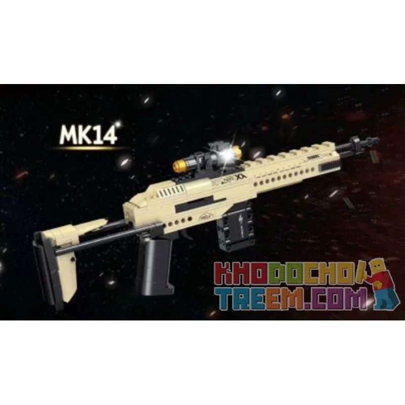 SHENZHEN RAEL ENTERTAINMENT 70003 non  SÚNG TRƯỜNG CHIẾN ĐẤU NÂNG CAO MK14 bộ đồ chơi xếp lắp ráp ghép mô hình Military Army Quân Sự Bộ Đội 400 khối