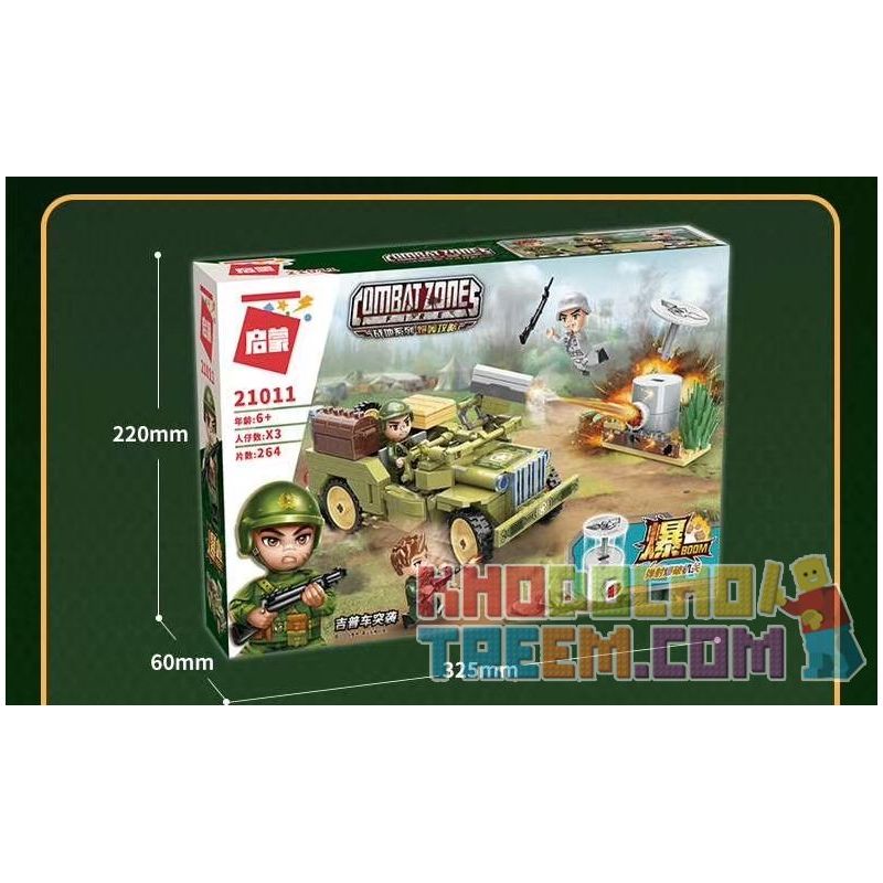 Enlighten 21011 Qman 21011 non  CUỘC ĐỘT KÍCH BẰNG XE JEEP bộ đồ chơi xếp lắp ráp ghép mô hình Military Army TACTICAL ESPIONAGE ACTION COMBAT ZONES Quân Sự Bộ Đội 264 khối