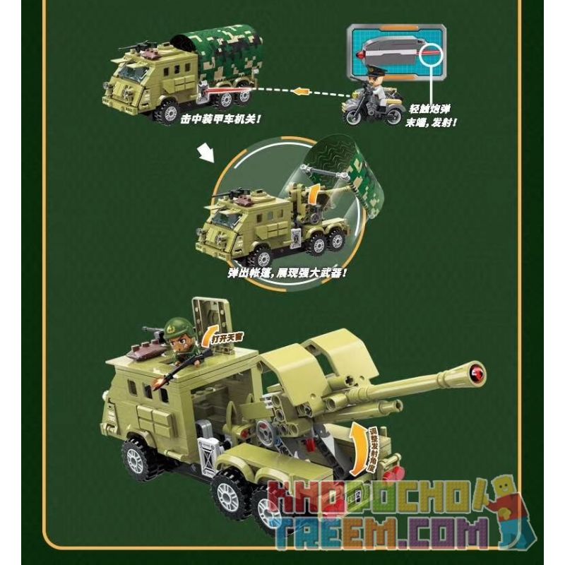 Enlighten 21012 Qman 21012 non  XE BỌC THÉP CHỐNG PHỤC KÍCH bộ đồ chơi xếp lắp ráp ghép mô hình Military Army TACTICAL ESPIONAGE ACTION COMBAT ZONES Quân Sự Bộ Đội 388 khối
