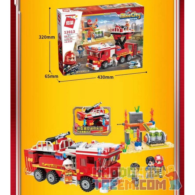 Enlighten 12013 Qman 12013 non Lego HOẠT ĐỘNG CỨU HỘ FIREWIRE bộ đồ chơi xếp lắp ráp ghép mô hình Minecity Thành Phố Mỏ 539 khối